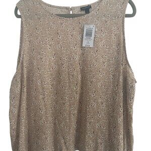 Torrid NWT Plus Size 1X Sleeveless Floral Blouse Tan Pink Flowy Top